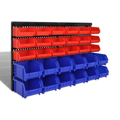 VIDAXL 30-teiliger Lagerregal für die Wandblau und Rot