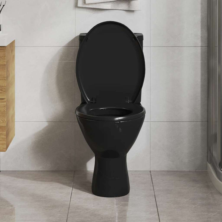 Vidaxl Toilettensitz Soft-Close-Close mit Schnellverkaufsdesign Schwarz