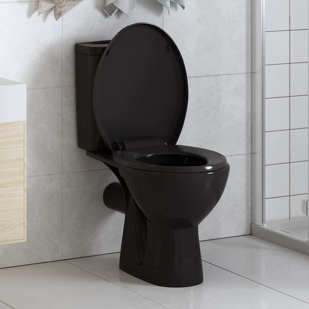 Vidaxl Toilettensitz Soft-Close-Close mit Schnellverkaufsdesign Schwarz