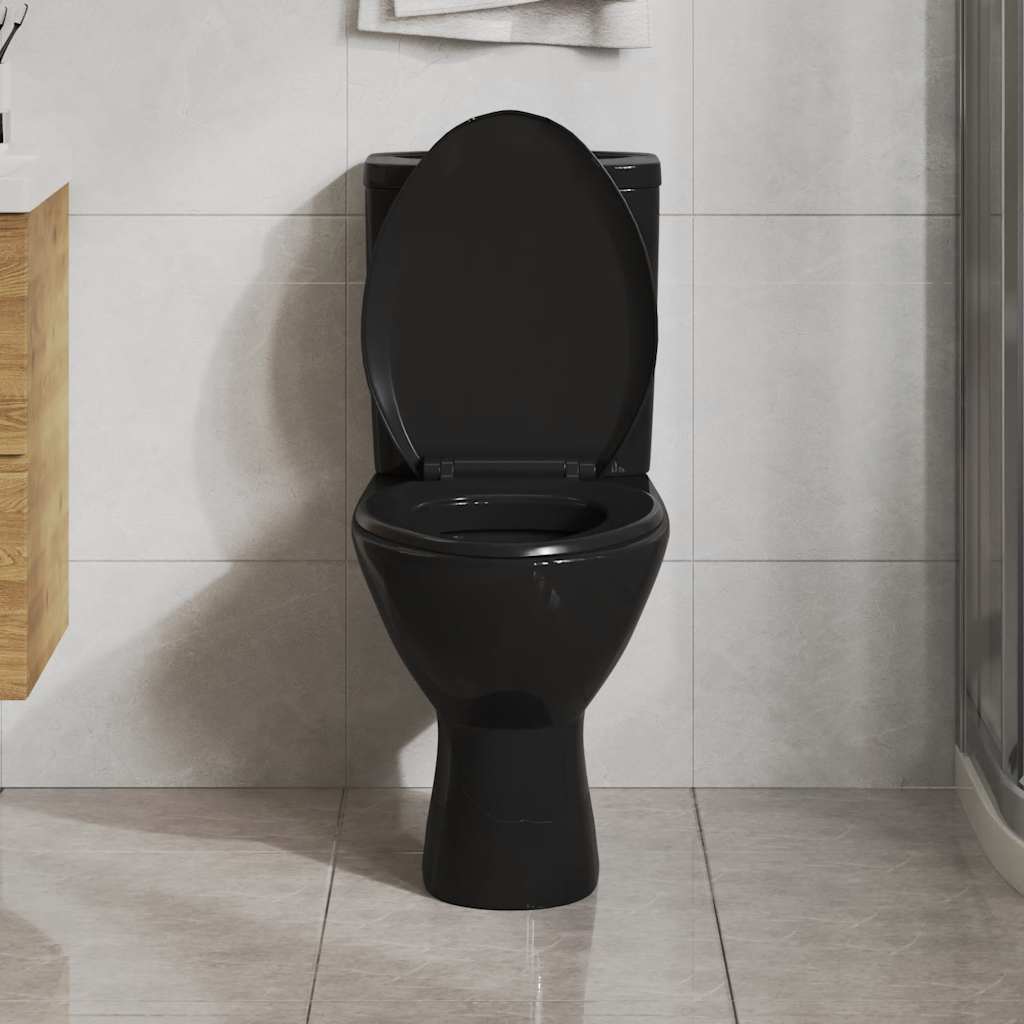 Vidaxl Toilettensitz Soft-Close-Close mit Schnellverkaufsdesign Schwarz