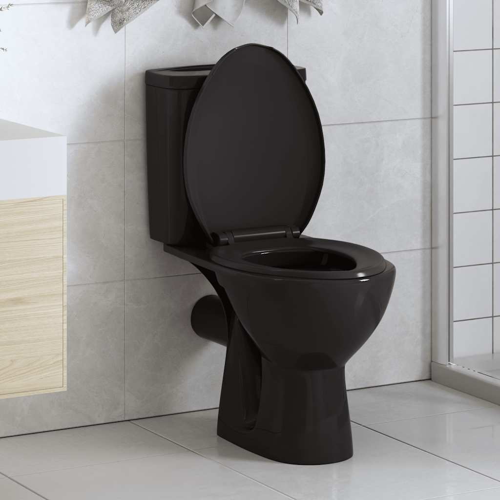 Vidaxl Toilettensitz Soft-Close-Close mit Schnellverkaufsdesign Schwarz