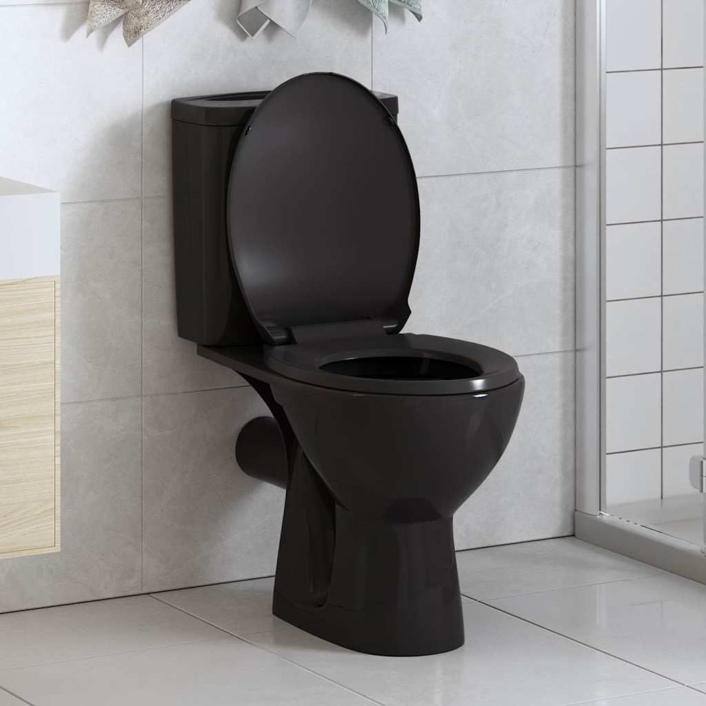 Vidaxl Toilettensitz Soft-Close-Close mit Schnellverkaufsdesign Schwarz