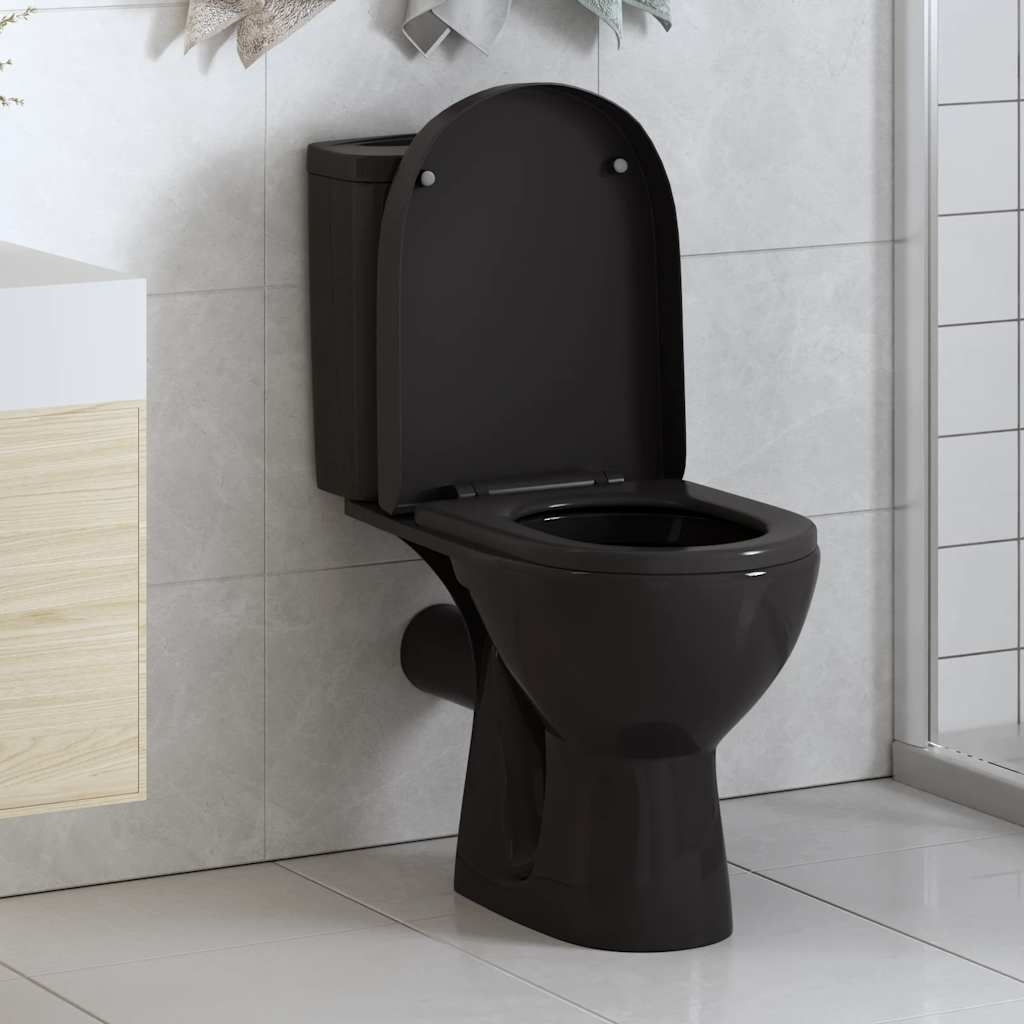 Vidaxl Toilettensitz Soft-Close-Close mit Schnellverkaufsdesign Schwarz