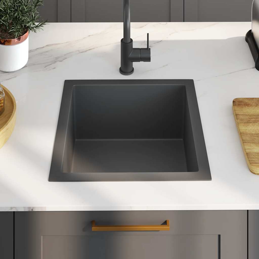 Vidaxl Waschbecken handgefertigt Edelstahl Schwarz