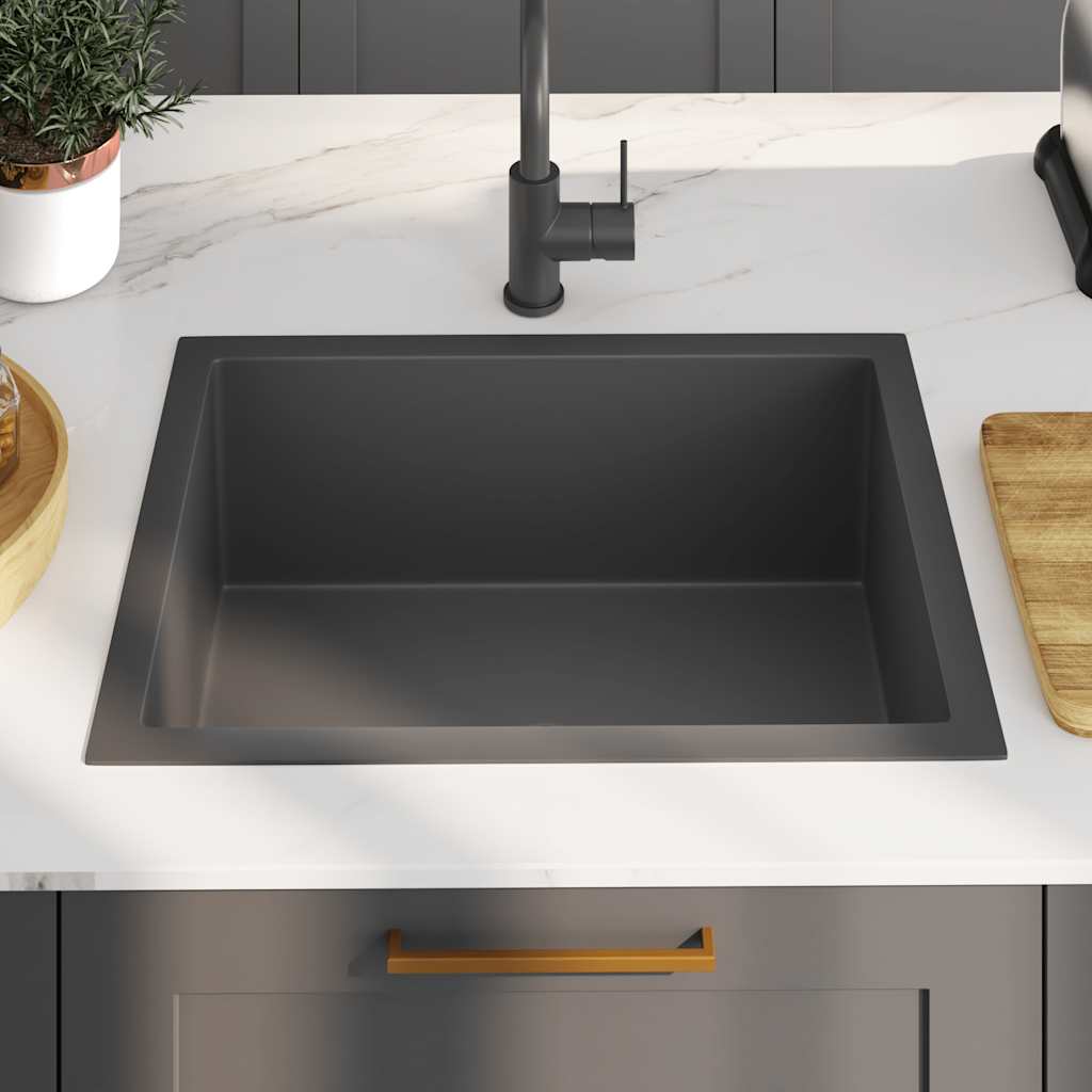 Vidaxl Waschbecken handgefertigt Edelstahl Schwarz