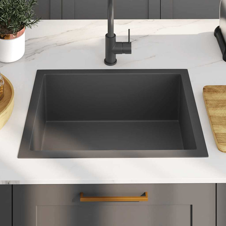 Vidaxl Waschbecken handgefertigt Edelstahl Schwarz