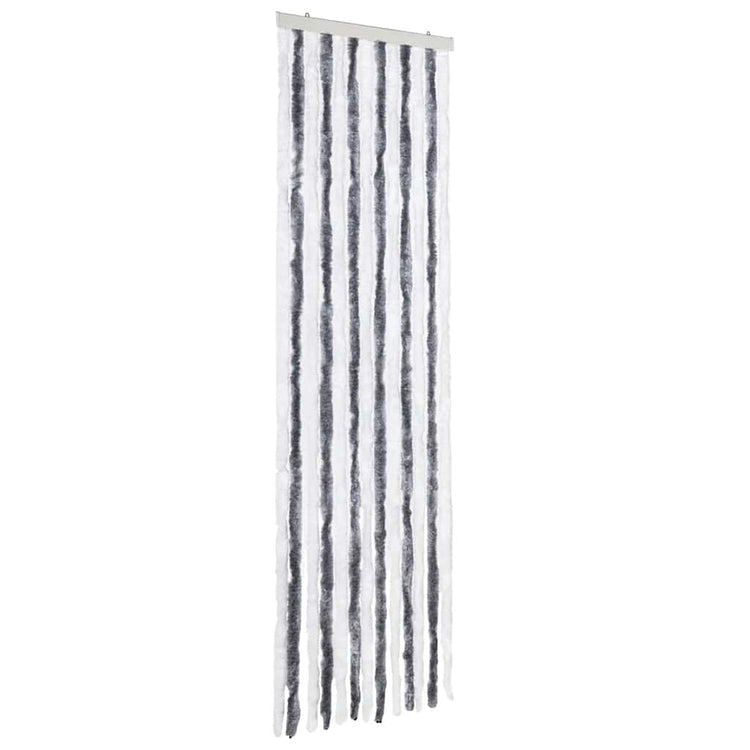 Vidaxl Fly Vorhang 56x185 cm Chenille grau und weiß