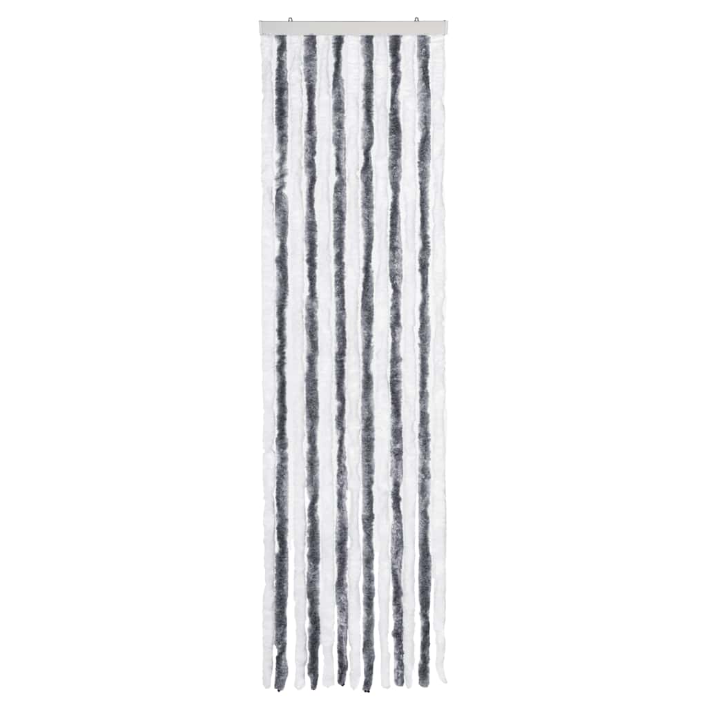 Vidaxl Fly Vorhang 56x185 cm Chenille grau und weiß