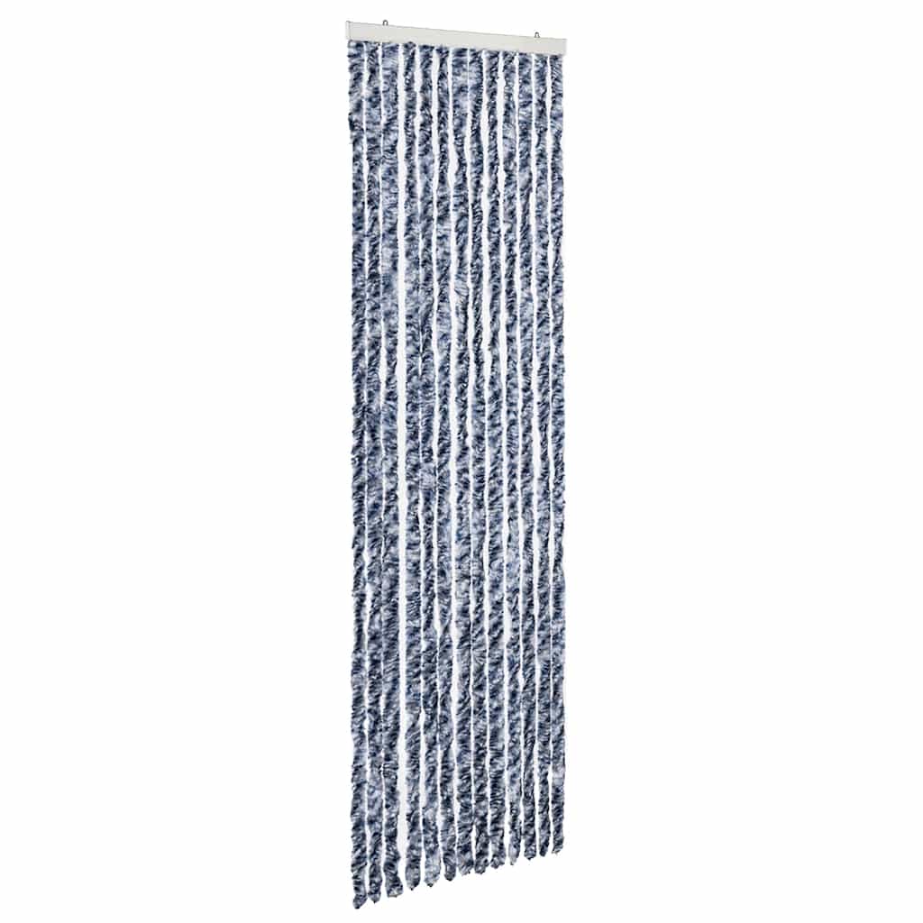 Vidaxl Fly Vorhang 56x185 cm Chenille Blau, Weiß und Silber