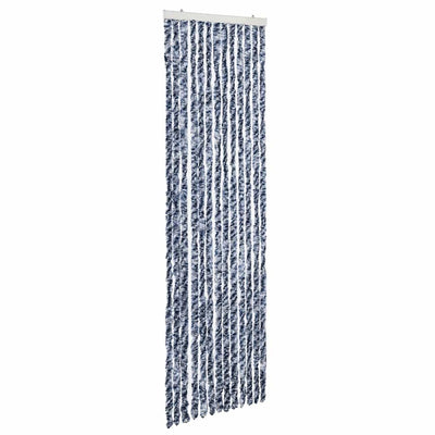Vidaxl Fly Vorhang 56x185 cm Chenille Blau, Weiß und Silber
