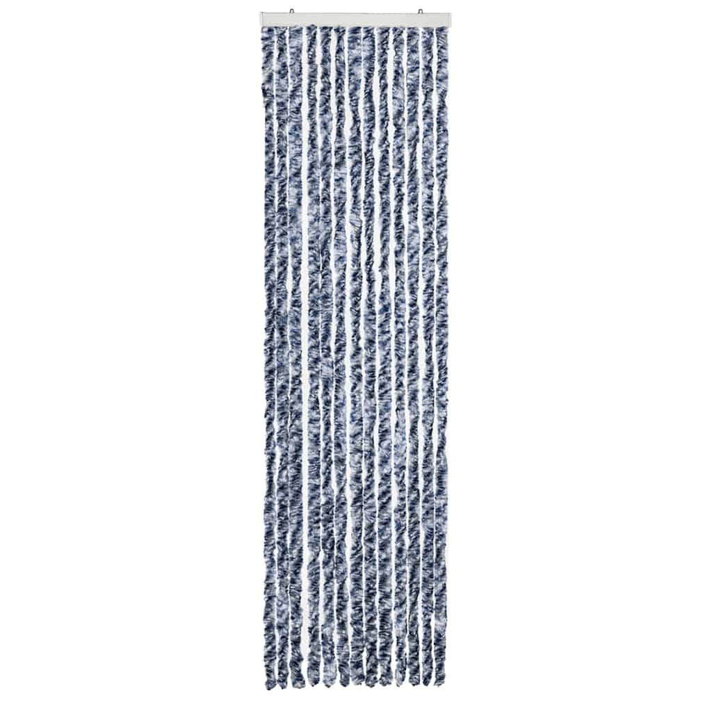 Vidaxl Fly Vorhang 56x185 cm Chenille Blau, Weiß und Silber