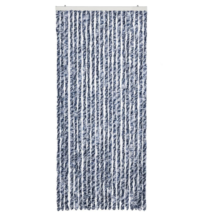 Vidaxl Fly Vorhang 90x220 cm Chenille Blau, Weiß und Silber