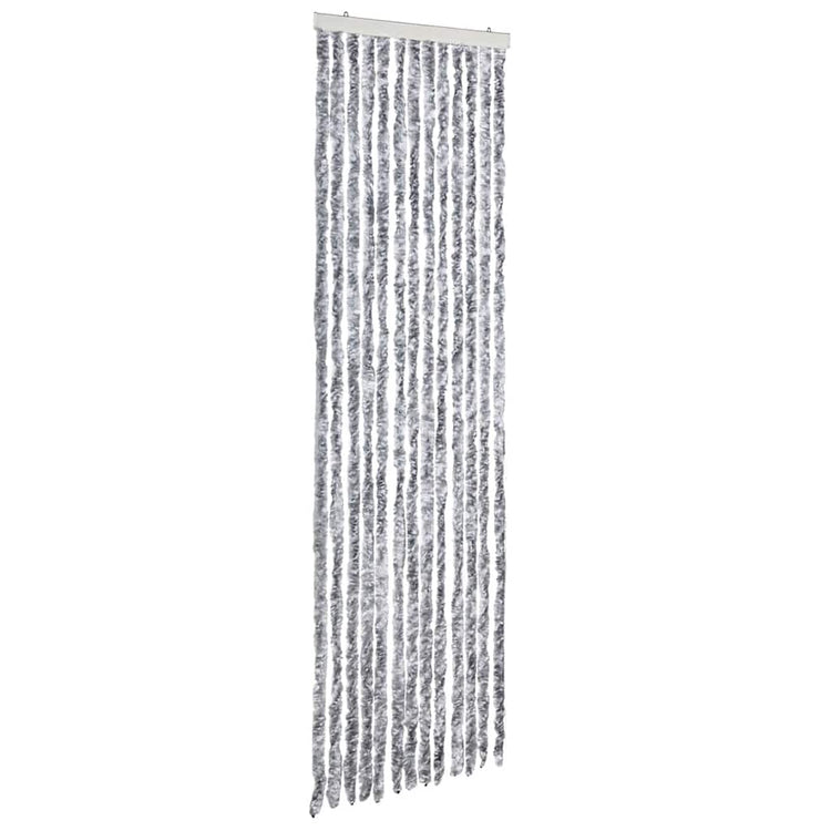 Vidaxl Fly Vorhang 56x185 cm Chenille weiß und grau
