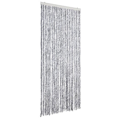 Vidaxl Fly Vorhang 90x220 cm Chenille weiß und grau