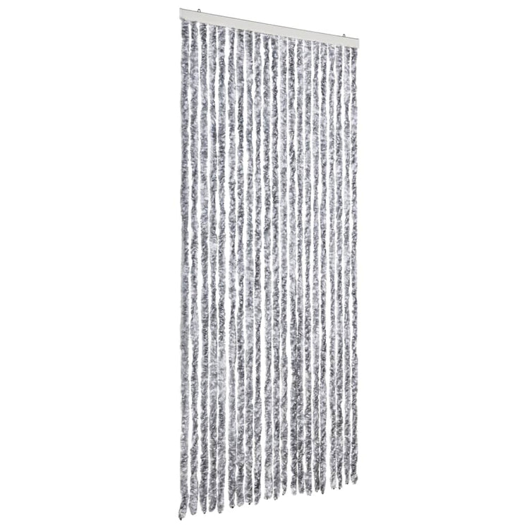 Vidaxl Fly Vorhang 90x220 cm Chenille weiß und grau
