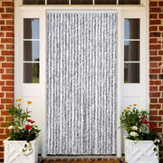 Vidaxl Fly Vorhang 100x220 cm Chenille weiß und grau - afbeelding 1