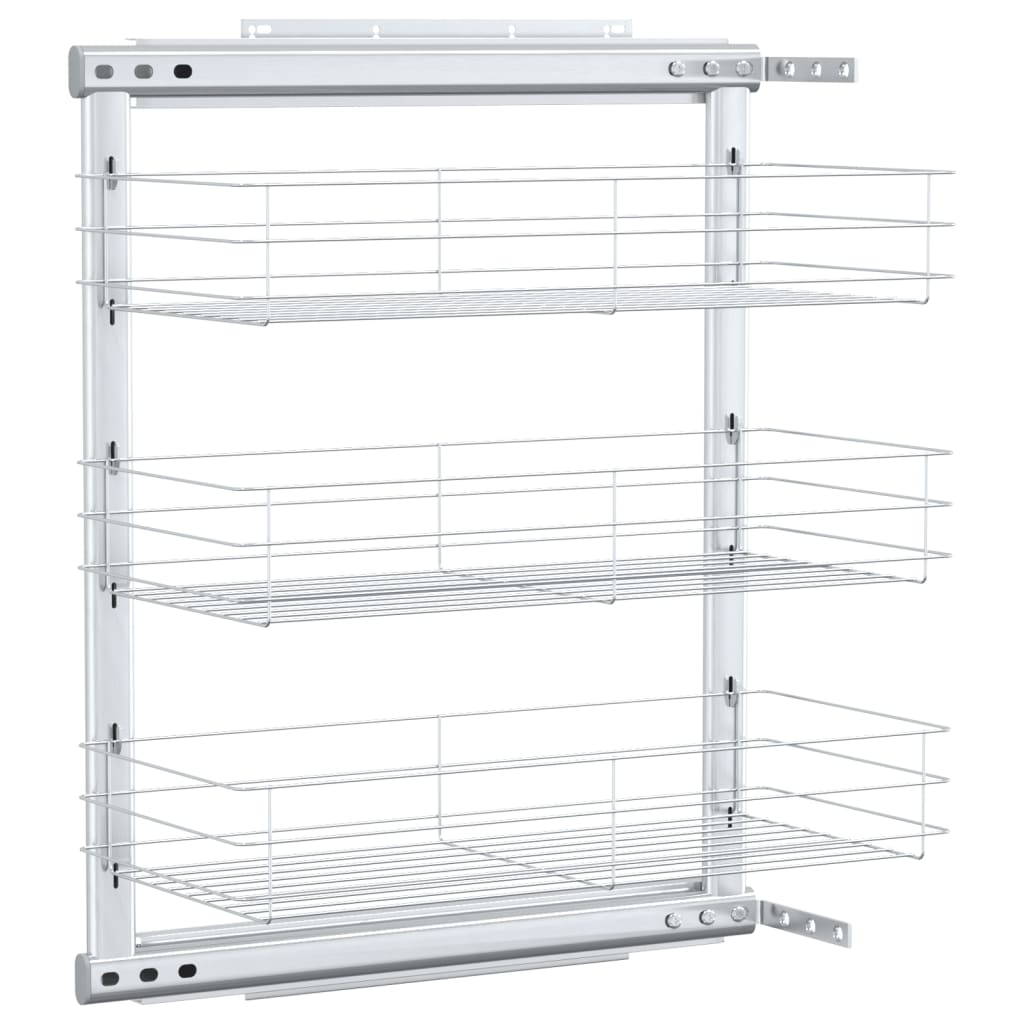 Vidaxl Drahtkorb Küche ausziehbar 3-layer 47x25x56 cm Silberfarbe