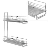 Vidaxl Drahtkorb Küche ausziehbar 2-layer 47x15x54.5 cm Silberfarbe - afbeelding 2
