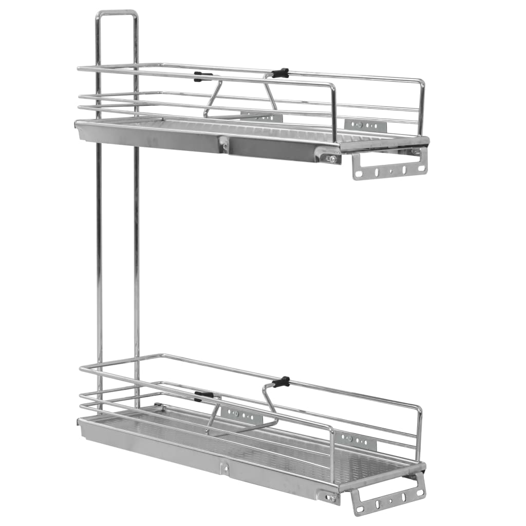 Vidaxl Drahtkorb Küche ausziehbar 2-layer 47x15x54.5 cm Silberfarbe