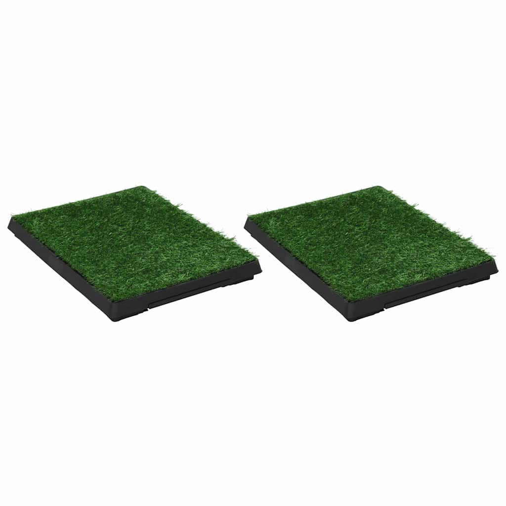 Vidaxl Pet Toiletten 2 STs mit Behälter und künstlichem Gras 63x50x7 cm Grün