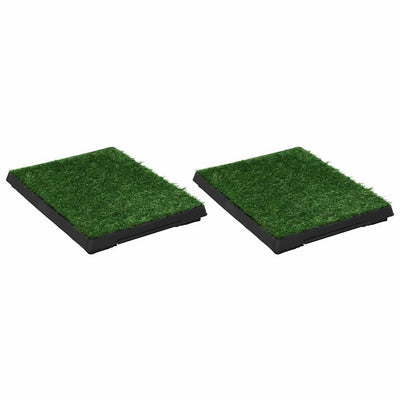 Vidaxl Pet Toiletten 2 STs mit Behälter und künstlichem Gras 63x50x7 cm Grün