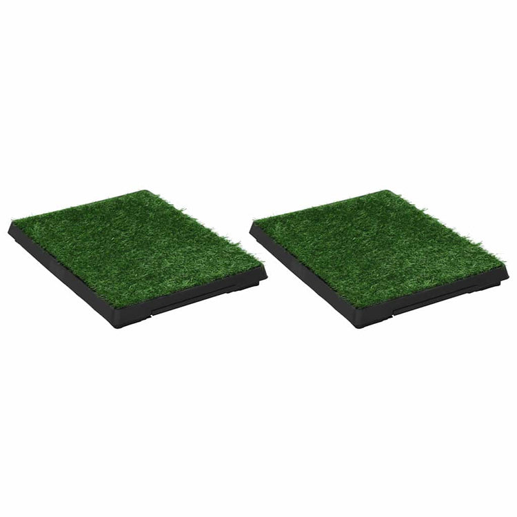Vidaxl Pet Toiletten 2 STs mit Behälter und künstlichem Gras 63x50x7 cm Grün