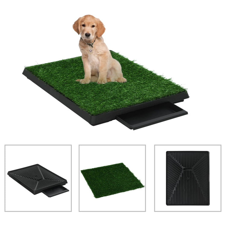 Vidaxl Pet Toiletten 2 STs mit Behälter und künstlichem Gras 63x50x7 cm Grün