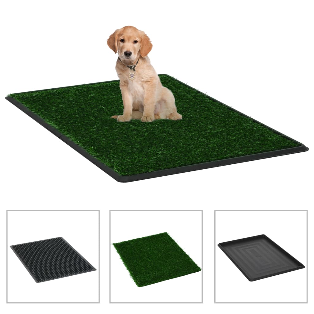 Vidaxl Pet Toilette mit Behälter und künstlichem Gras 76x51x3 cm Grün