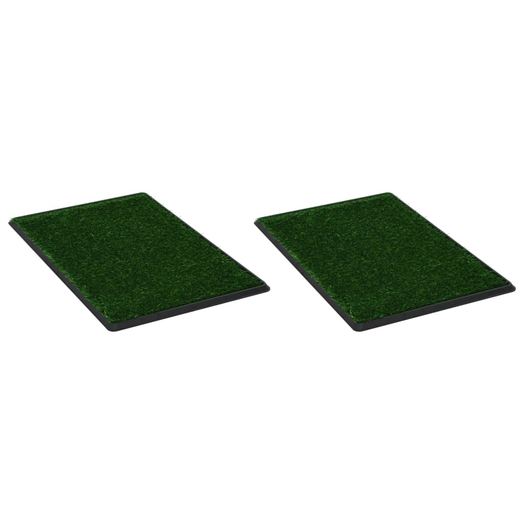 Vidaxl Pet Toiletten 2 STs mit Behälter und künstlichem Gras 76x51x3 cm Grün