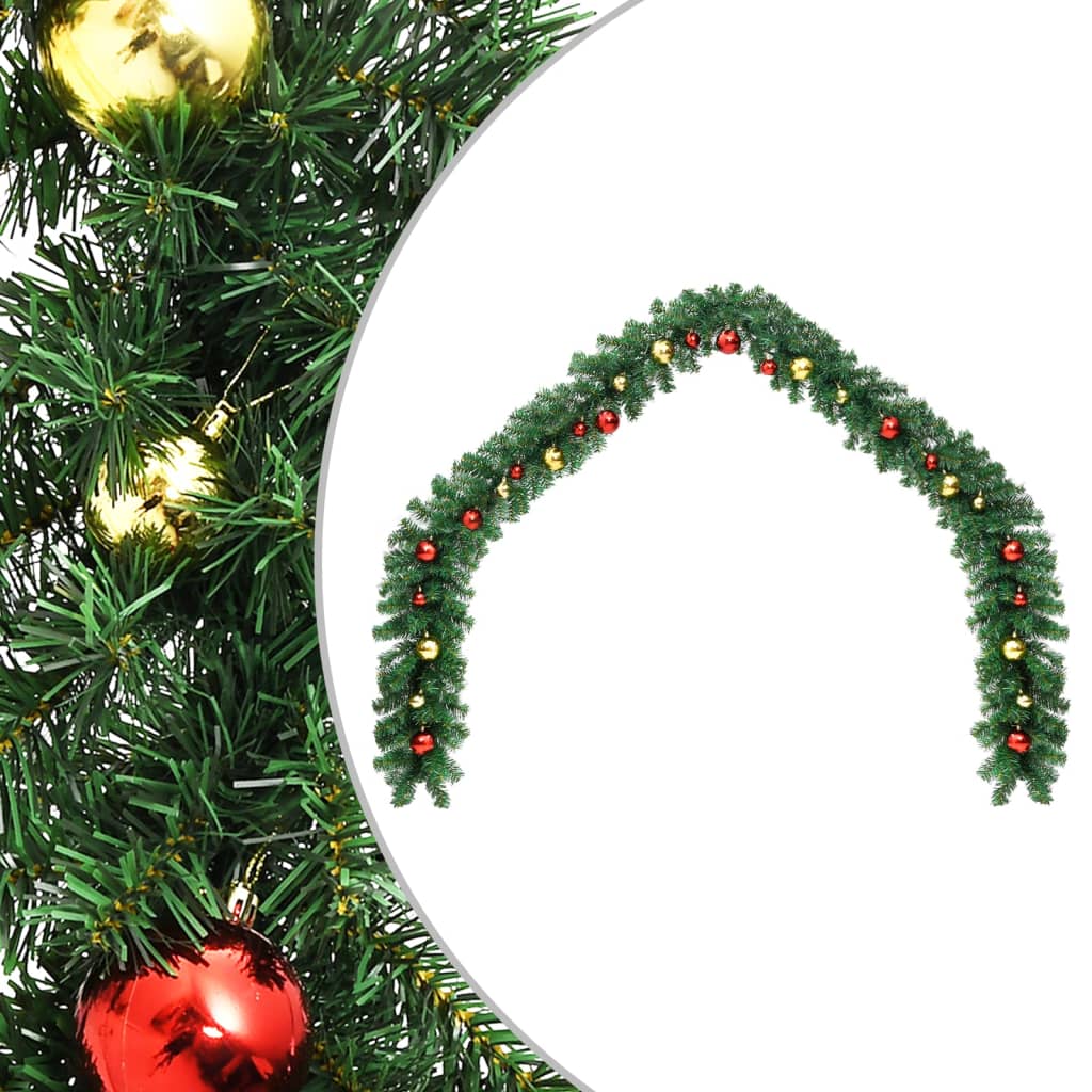 Vidaxl Weihnachtsgirlande mit Weihnachtskugeln 5 m dekoriert