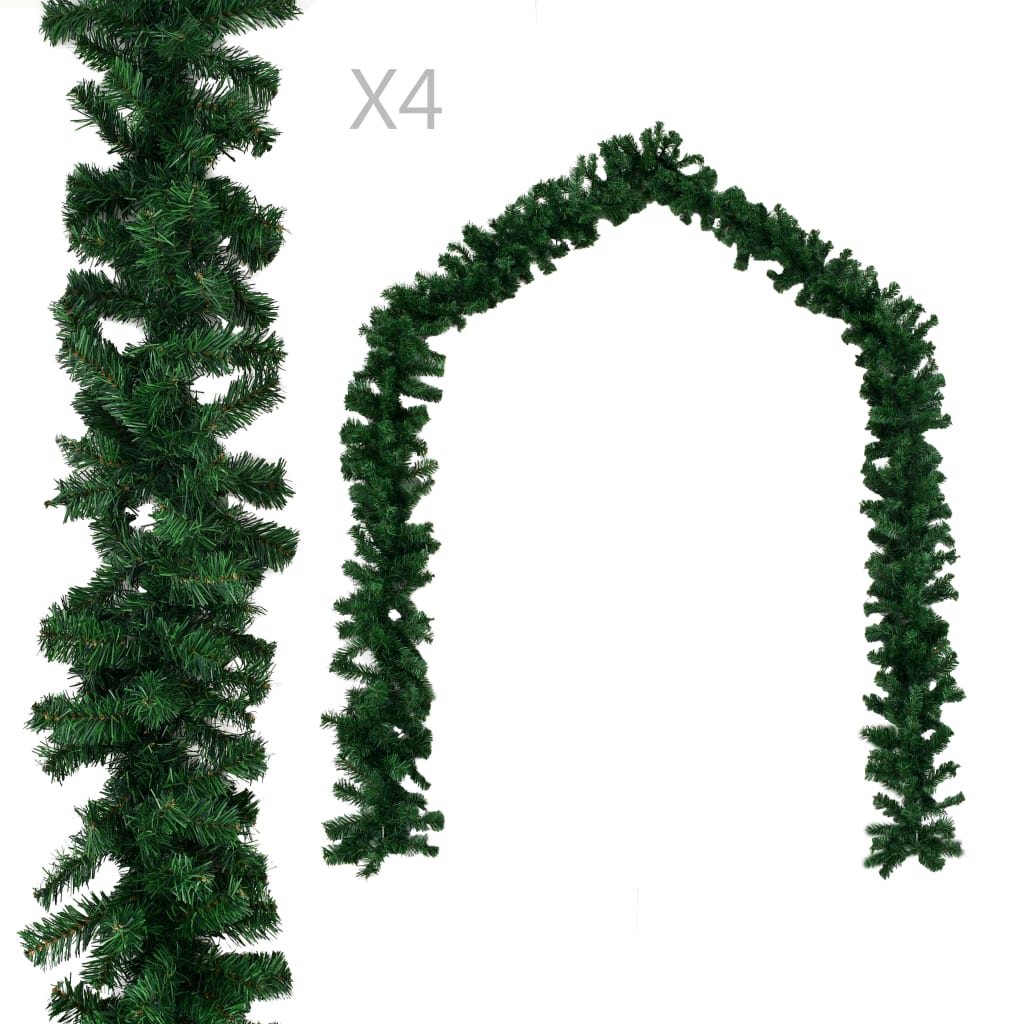 Vidaxl Weihnachten Girlanden 4 ST 270 cm PVC Grün