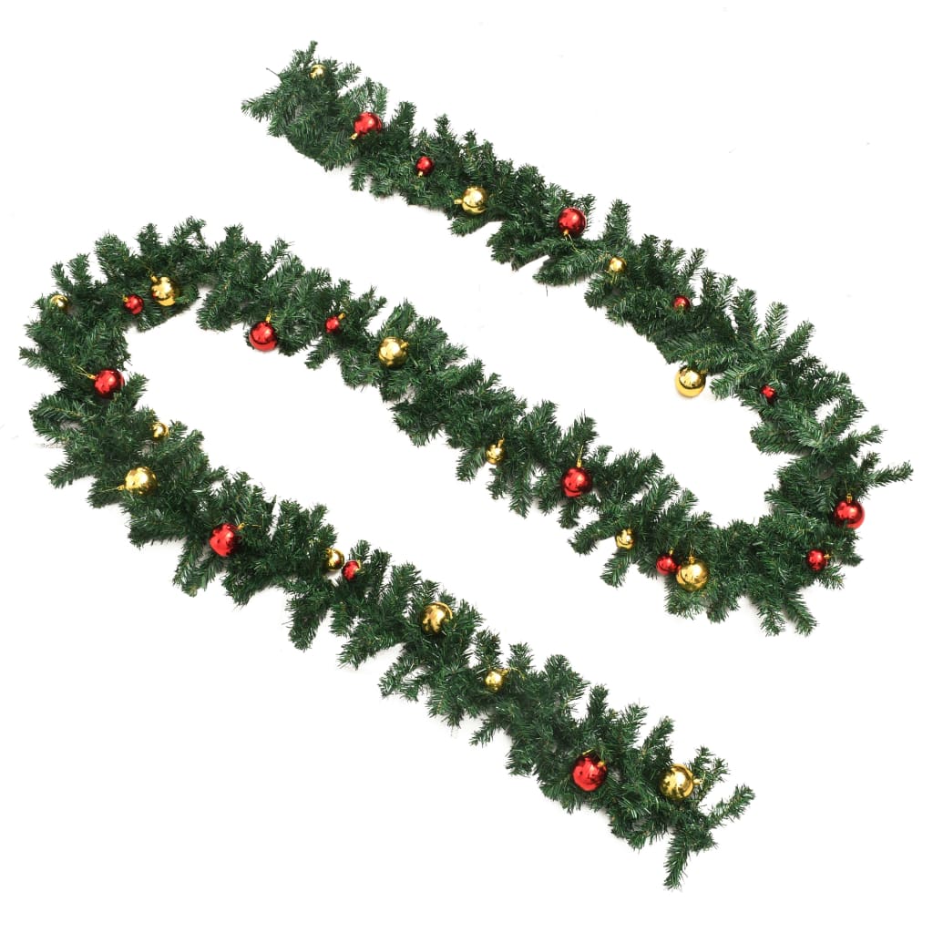 Vidaxl Weihnachtsgirlanden 4 Sts mit Weihnachtskugeln 270 cm PVC Grün