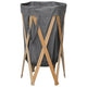 Vidaxl Waschkorb faltbares Holz und Stoff grau