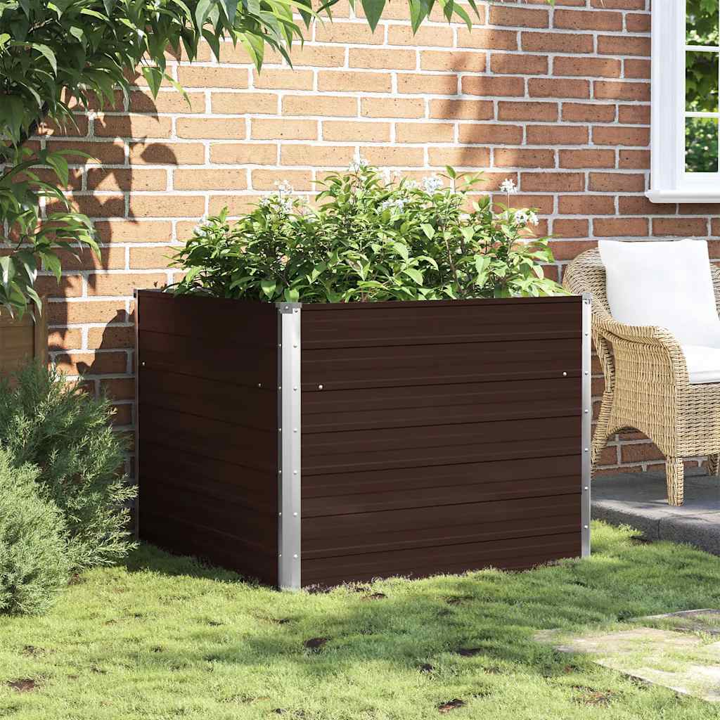 Vidaxl -Pflanzer erhoben 100x100x77 cm verzinkter Stahlbraun