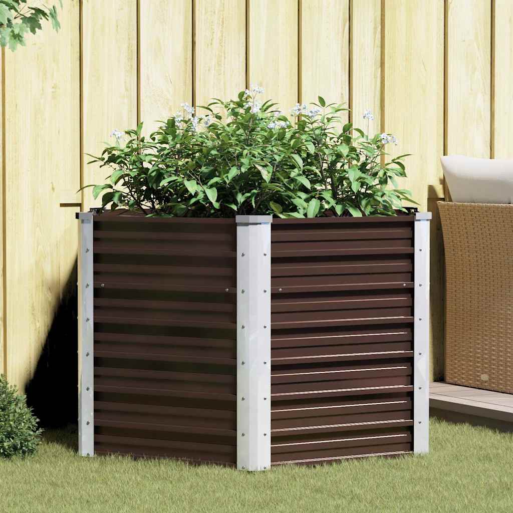 VIDAXL -Pflanzer erhoben 129x129x77 cm verzinkter Stahlbraun