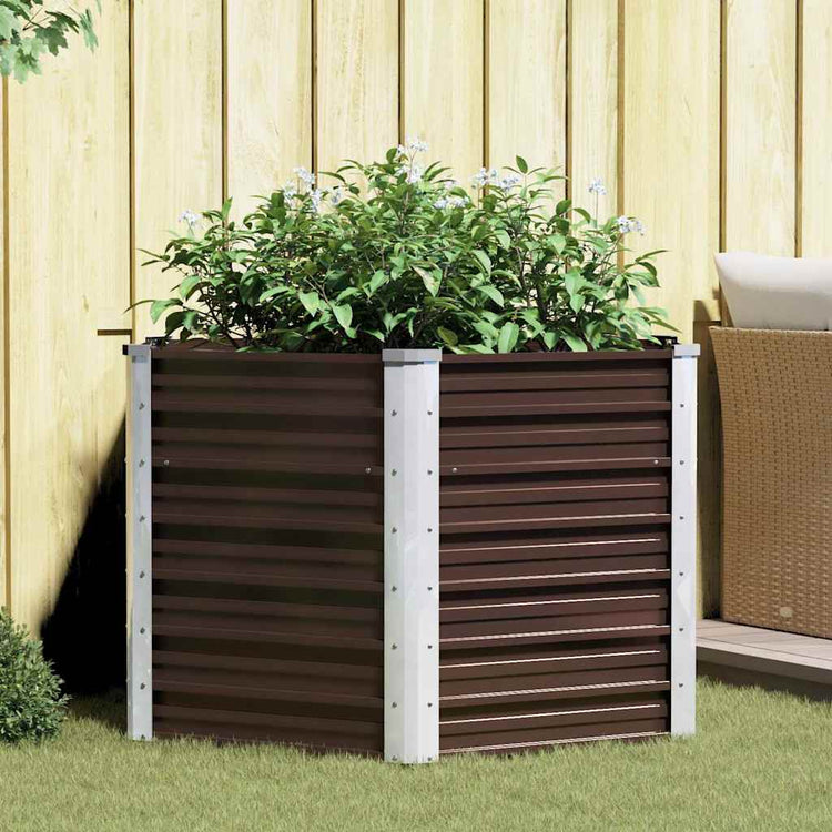 VIDAXL -Pflanzer erhoben 129x129x77 cm verzinkter Stahlbraun