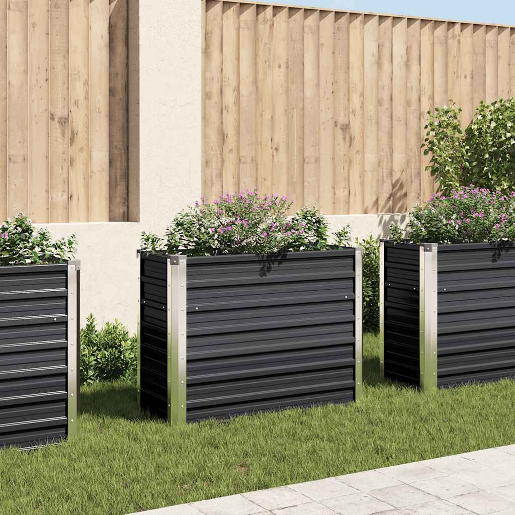 Vidaxl -Pflanzer erhoben 100 x 40 x 77 cm verzinkter Stahl -Anthrazit