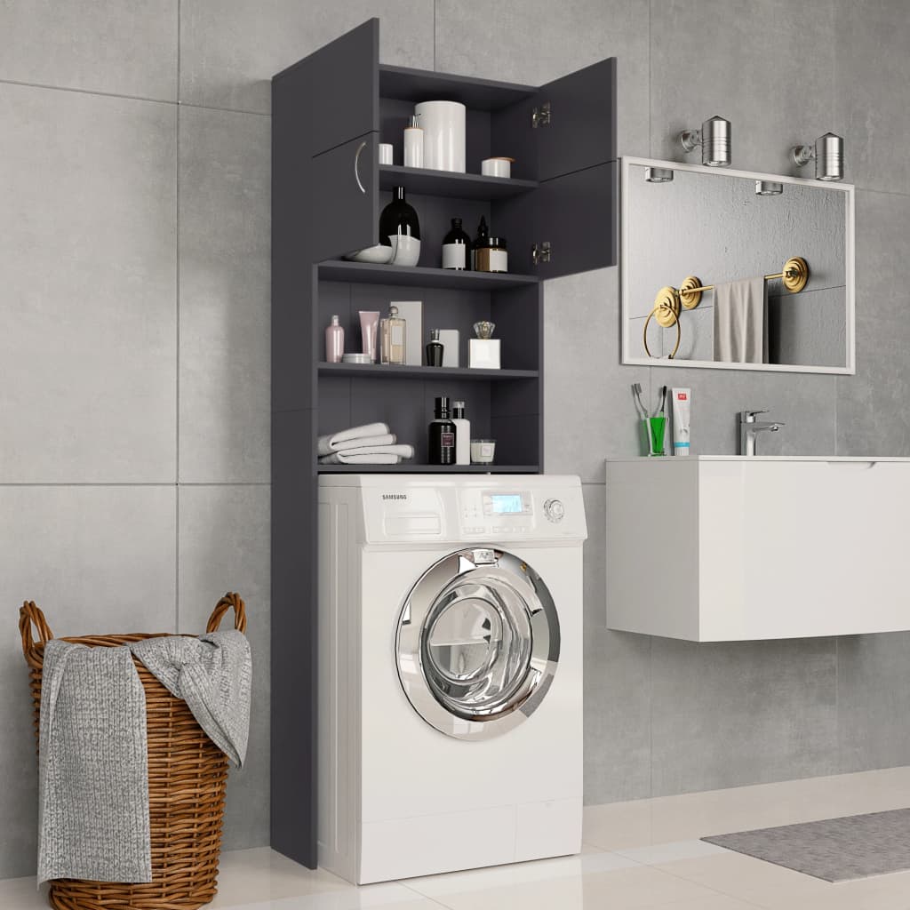 Vidaxl Waschmaschinenschrank 64x25.5x190 cm verarbeitetes Holzgrau