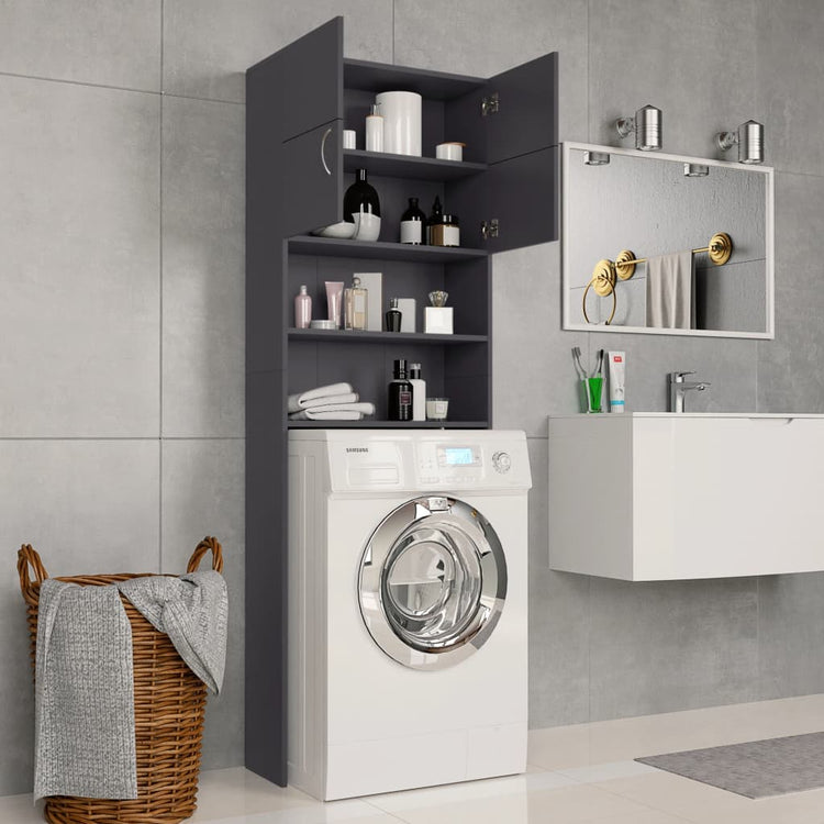 Vidaxl Waschmaschinenschrank 64x25.5x190 cm verarbeitetes Holzgrau