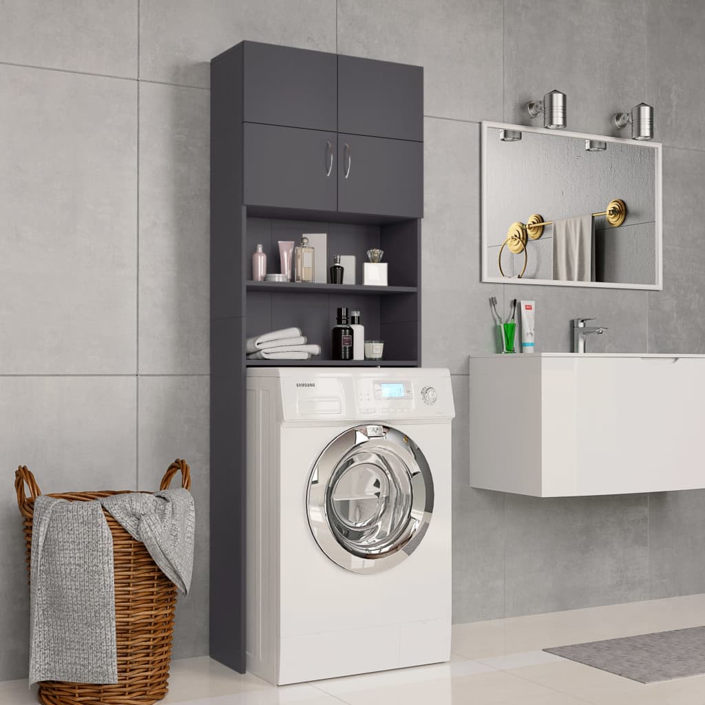 Vidaxl Waschmaschinenschrank 64x25.5x190 cm verarbeitetes Holzgrau
