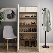 Vidaxl Schuhschrank 80x35.5x180 cm verarbeitetes Holz weiße Sonoma Eiche gefärbt - afbeelding 3