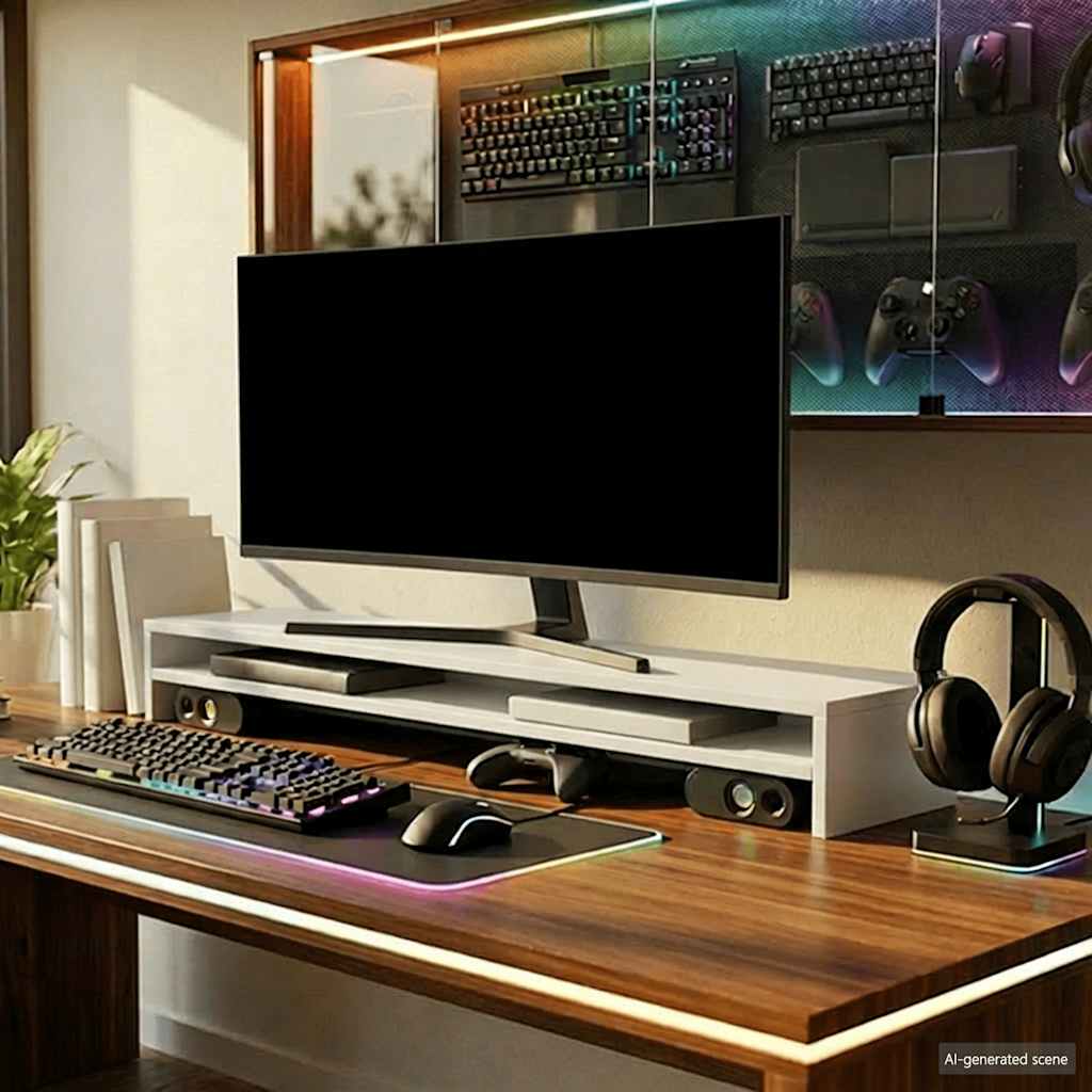 Vidaxl Monitor Standard 100x24x13 cm verarbeitetes Holz weiß