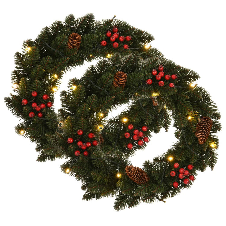 Vidaxl Weihnachtskränze 2 ST mit Dekoration 45 cm Grün