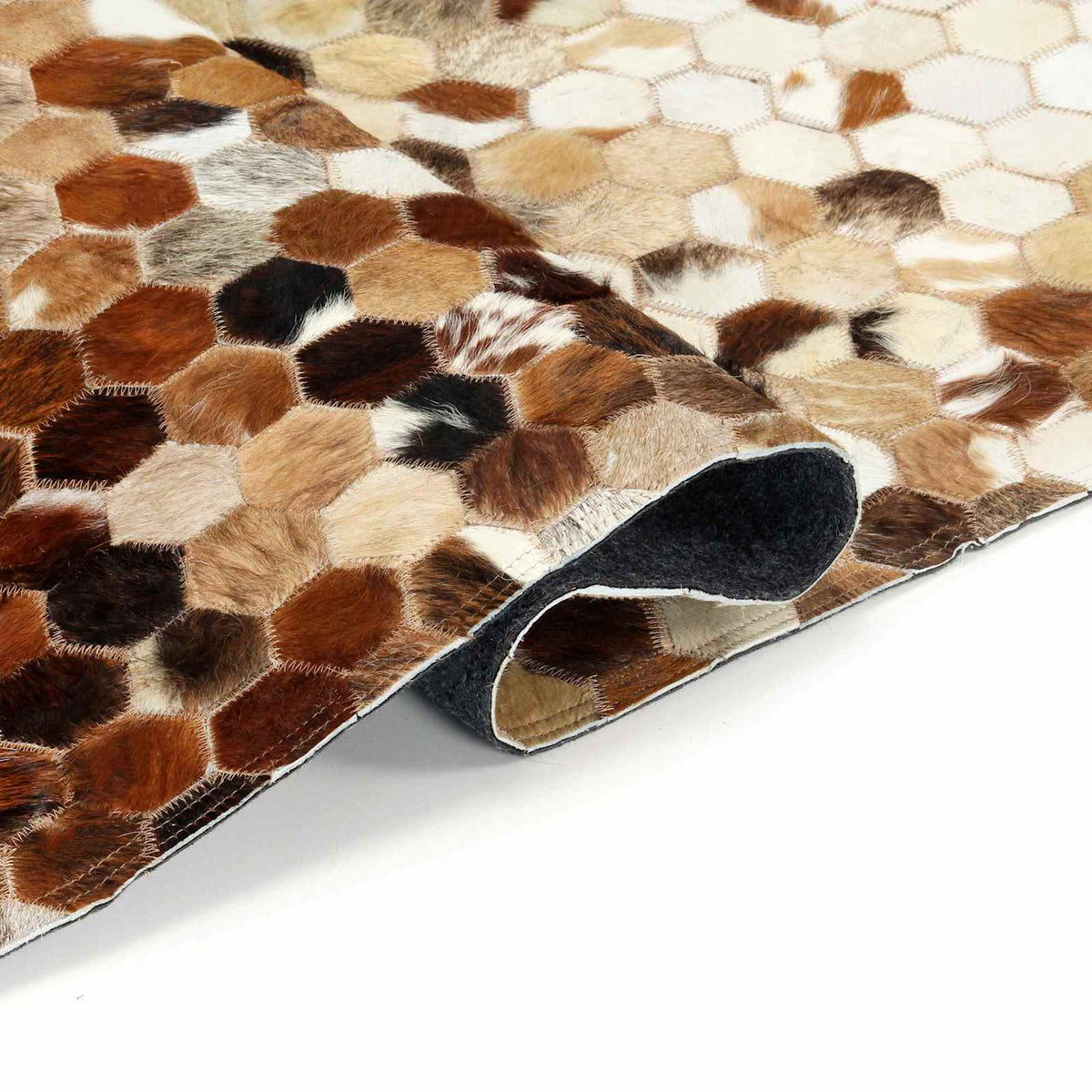 VidaXL Lederteppich Patchwork Rindsleder Braun 170 x 120 cm Leder