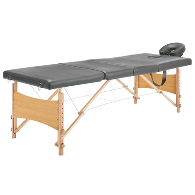 Vidaxl -Massage -Tabelle mit 4 Zonen 186x68 cm Holzrahmen Anthrazit