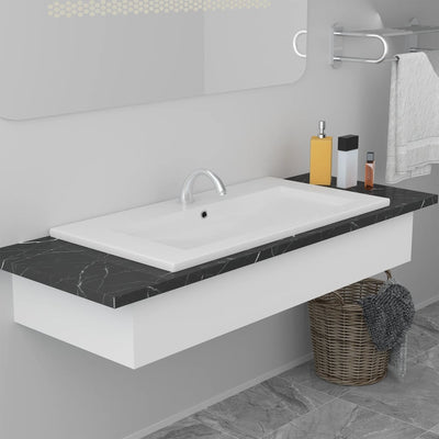 Vidaxl gebaut -in -Wasch Tabelle 81x39.5x18,5 cm Keramik Weiß