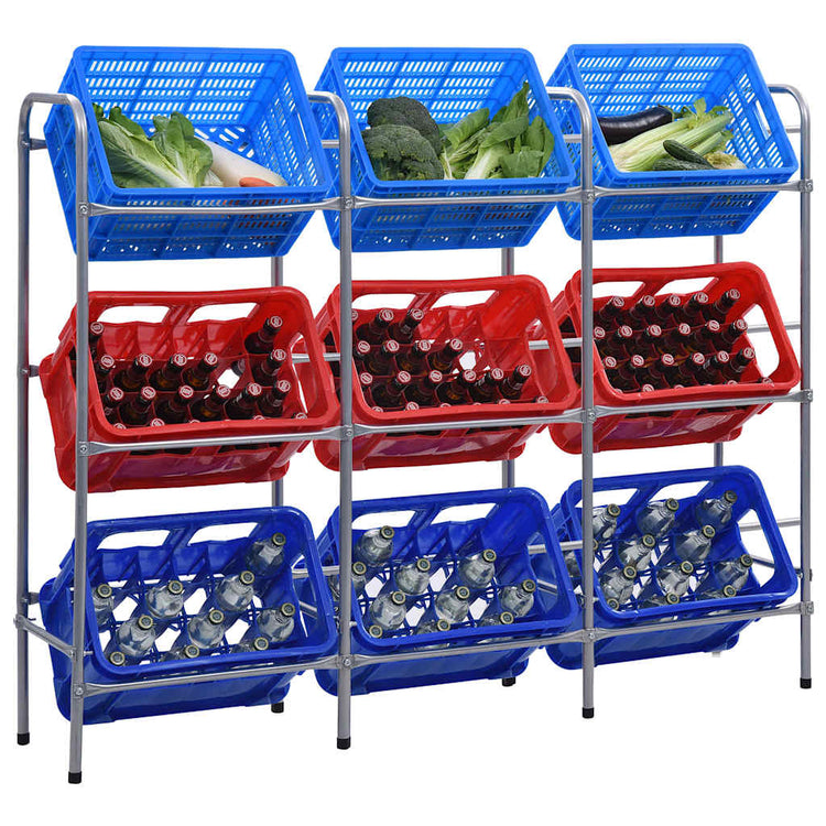 VIDAXL -Speicher für 9 Kisten 145x33x116 Stahl Silberfarbe