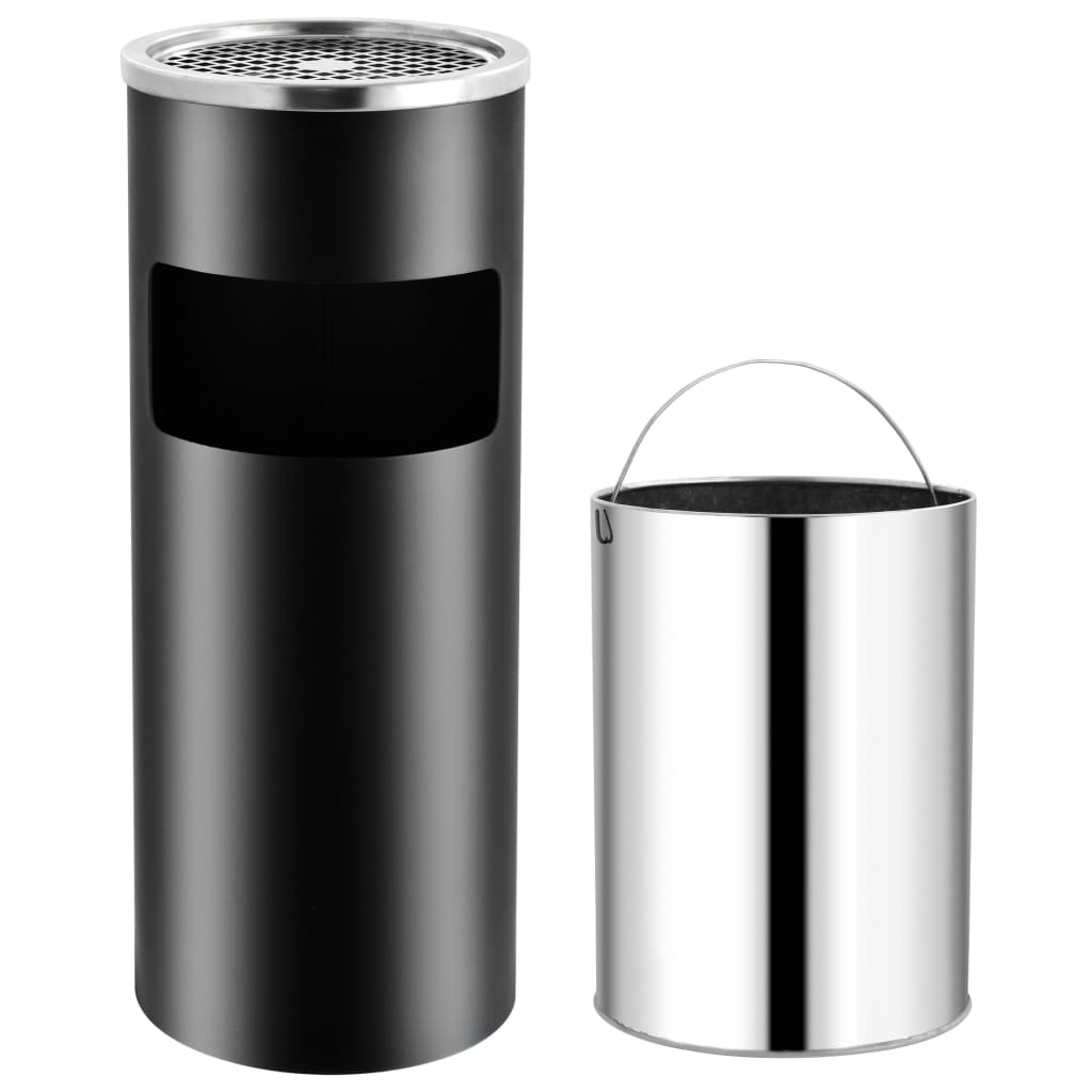 Vidaxl Aschenbecher Trash Hotel 30 l Stahlschwarz
