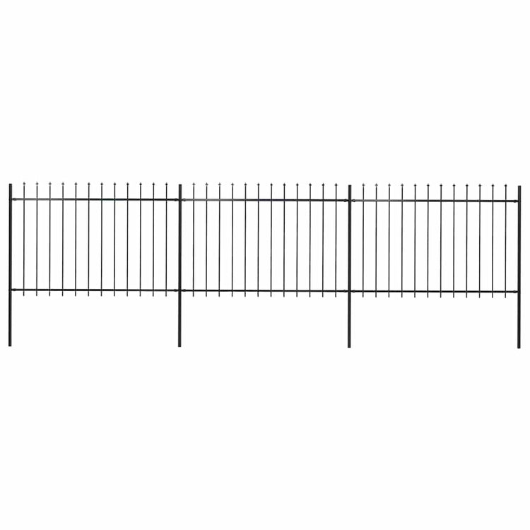 Vidaxl Gartenzaun mit Spears Top 5.1 x 1,2 m Stahl schwarz