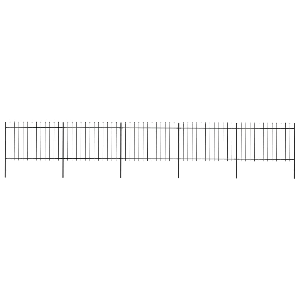Vidaxl Gartenzaun mit Spears Top 8,5 x 1,2 m Stahl schwarz
